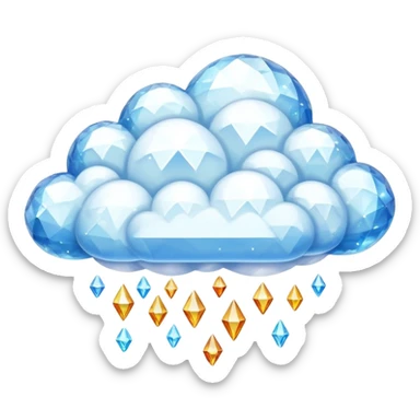 glittering crystal cloud with shiny facets floating in the sky sticker