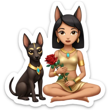  Short-eared Black lapis rose gold beautiful woman anubis puppy floor statue posed  sticker