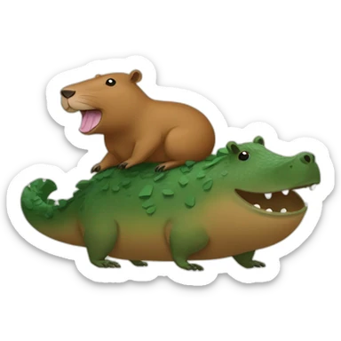Capybara riding a cocodrile sticker