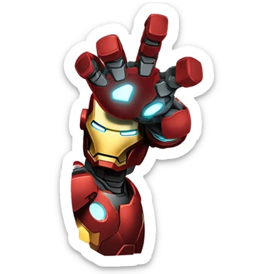 iron man alzando su brazo derecho y  abriendo la mano para disparar sticker