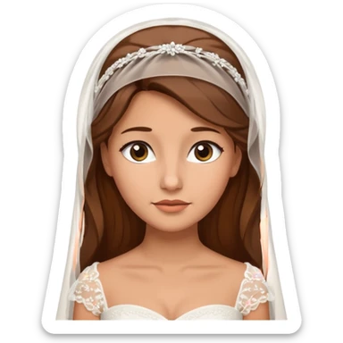 White tanned skin bride with brown hair with a chin on her face sticker