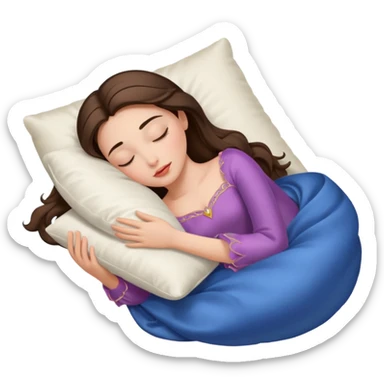sleeping beauty brunette white girl with a silk pillow sticker