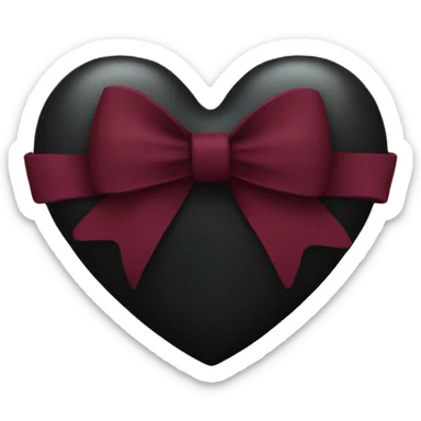 black heart with burgundy bow sticker