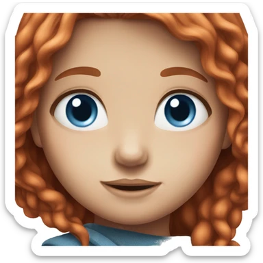 Girl with long red hair, blue eyes, freckles sticker