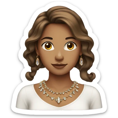 brown haired girl with jewelry sticker