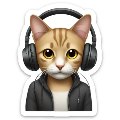 Cat in headphones  sticker