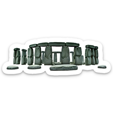 Cinematic Realistic Stonehenge Landscape Emoji, depicted with ancient, mysterious stone circles set against a moody sky, rendered with atmospheric lighting and detailed textures that evoke its prehistoric allure. sticker