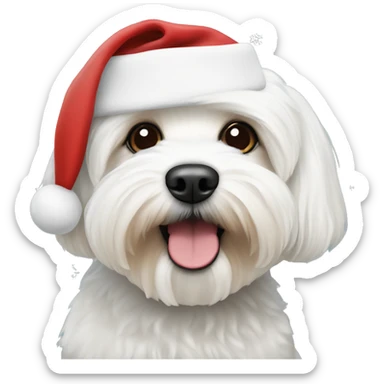 Bichon havanese with christmas hat sticker