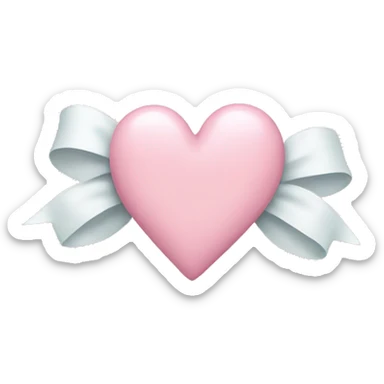 Pastel pink heart with white bow sticker