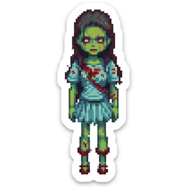 zombie girl with dark hair sticker