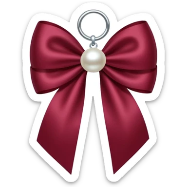 Maroon bow with hanging pearl sticker