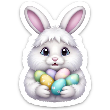 Easter bunny with colorful eggs sticker