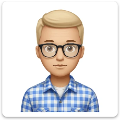 A confident young man in a checkered shirt and glasses poses indoors with a sharp, stylish look.


 sticker