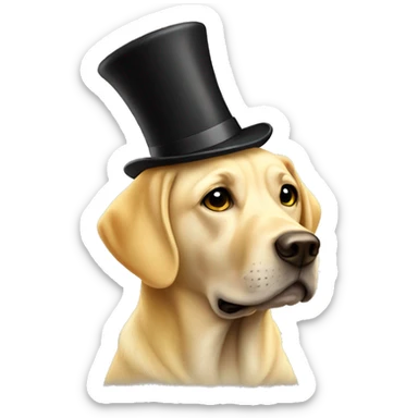 Yellow Labrador with top hat sticker