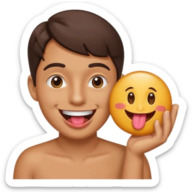 Happy face with tongue out with a 6 in one hand and 7 in the other sticker