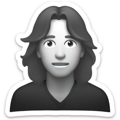 silhouette of a man sitting with long hair looking at us sticker