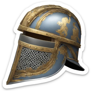 ornate french full-face armet helmet intricate inlays shoulders sticker