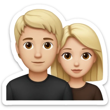 couple male blonde hair female dark brown hair sticker