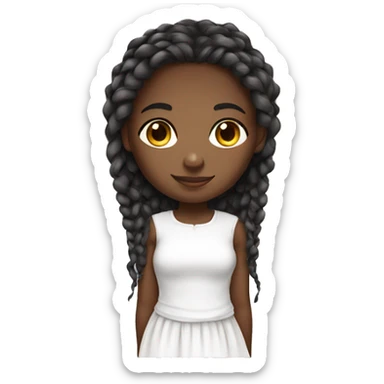 African girl. Long braids with curls on the ends. White clothes. sticker