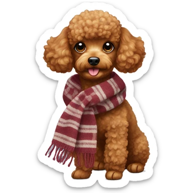 red toy poodle in a scarf sticker