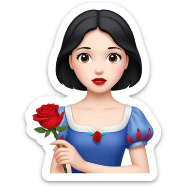 Snow White princess holding a red rose sticker
