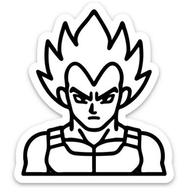 Vegeta in Ultra Ego form, icon style, focused expression, stylized hair, strong outline sticker