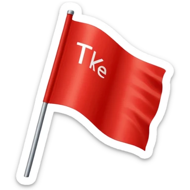 Red flag with white writing that says TKE sticker