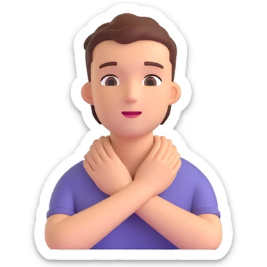 person with their hands around their neck, style 3 sticker