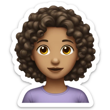 Girl with dark brown curly hair and hazel eyes sticker