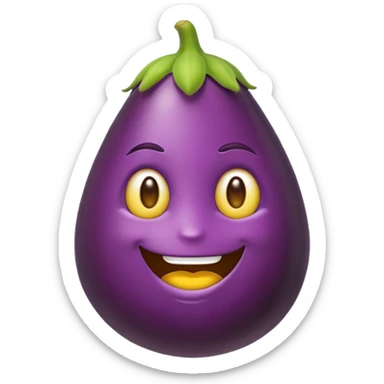 Un emoji jaune avec une aubergine sticker
