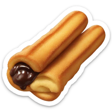 A Churro with chocolate dipped tip sticker