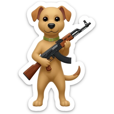 make this dog hold a ak47 sticker
