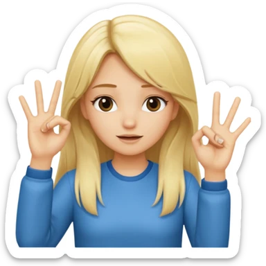 blonde cartoon girl long hair making time out gesture hands making "t" sign sticker