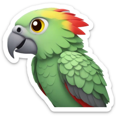 grey-green parrot with yellow head and red eyes sticker