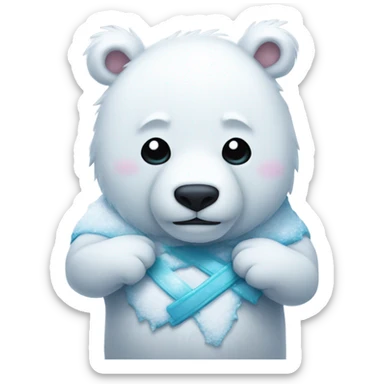 Ice bear with snowrabit in arms sticker