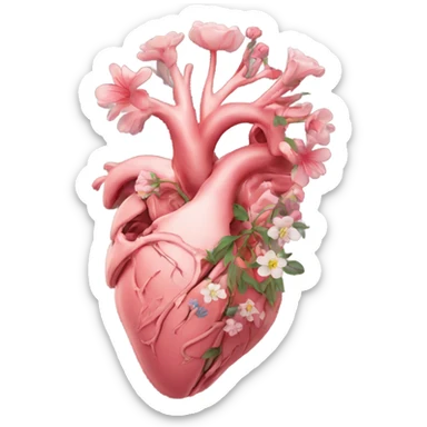 Anatomical hart with flowers sticker