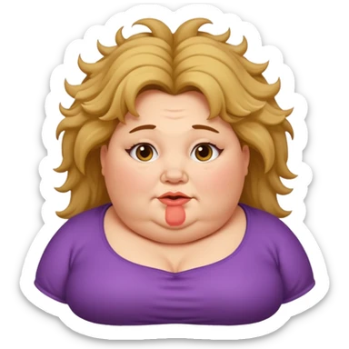 fat lady with double chin and messy hair sticker