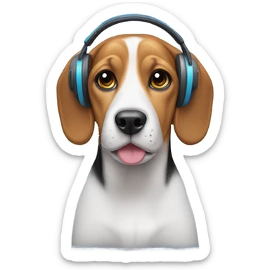 Beagle with earmuffs sticker