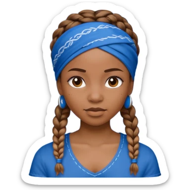 short black woman with braids and a blue bandana sticker