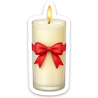 Soft vanilla long glass candle, with little red bow sticker