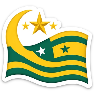 Flag of the actual Azad Kashmir with yellow stripes,green background and white moon and star sticker