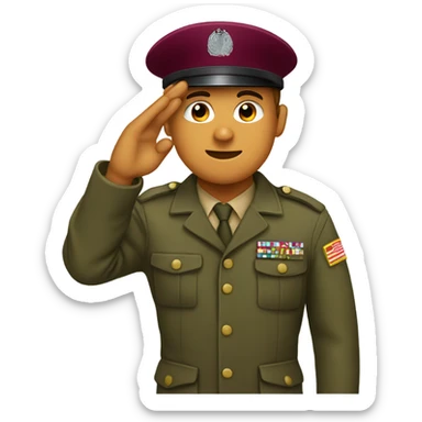 Soldier with maroon beret saluting sticker