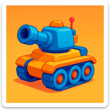 tank, 3D style, cartoonish proportions, bright colors sticker