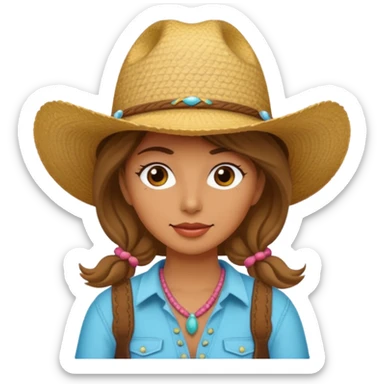 Cowgirl with beach hat sticker