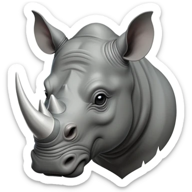 cinematic-noble--rhinoceros-portrait-emoji,slate-grey-hide-poised-and-regal,-with-a-massive,-powerful-build-and-a-thick,--deep-set-soulful-piercing-eyes,-simplified-yet-sharp-and-sophisticated-features,-highly-detailed,-large-black-eyes, white horn, front facing sticker