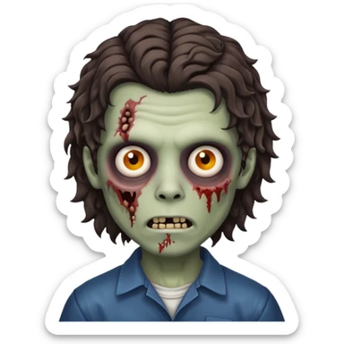 curly dark dark brown mullet haired zombie boy sticker