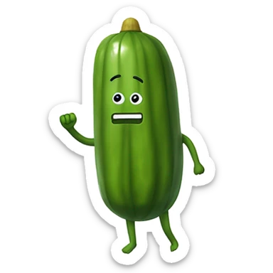 Pickle with arms and legs wearing a bathing suit sticker