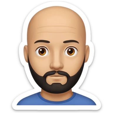 Bald fully 1x1 squared head man with black beard sticker