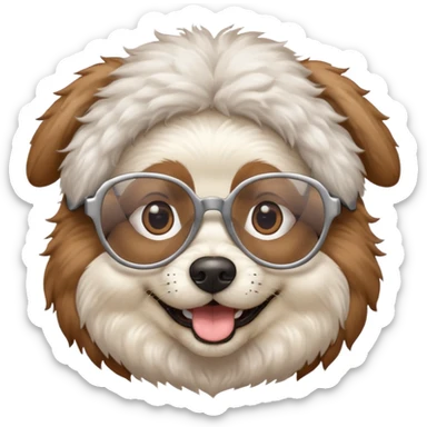 dog wearing grany sticker