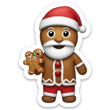 Santa with a gingerbread man  sticker